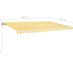 Automaattisesti sisäänkelattava markiisi 300x250cm sinivalk.