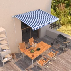 Automaattisesti sisäänkelattava markiisi 300x250cm sinivalk.