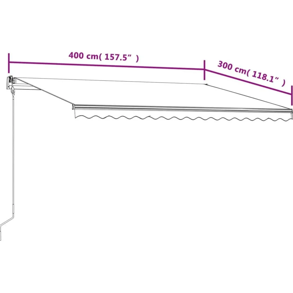 Automaattisesti sisäänkelattava markiisi 300x250cm sinivalk.