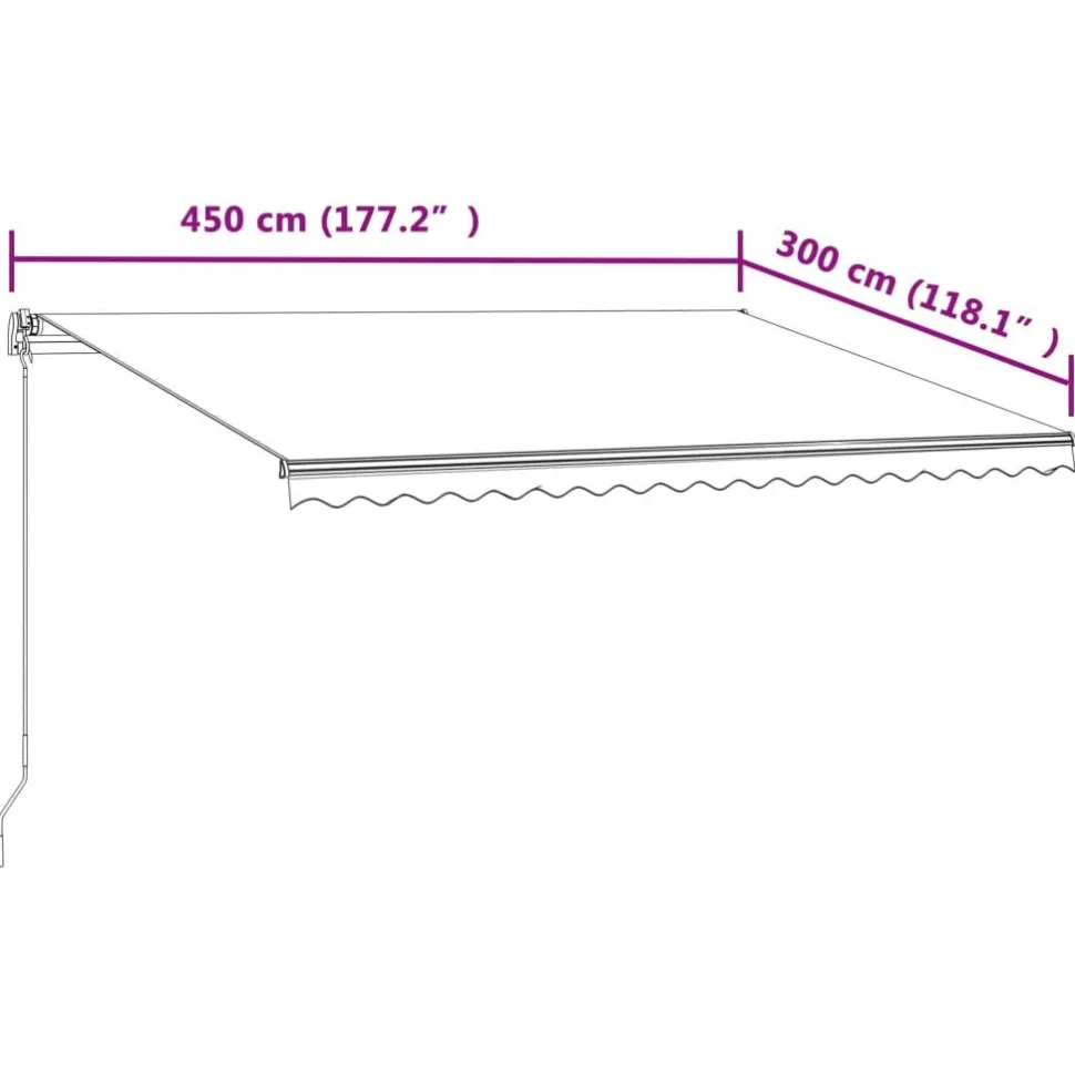 Automaattisesti sisäänkelattava markiisi 300x250cm sinivalk.