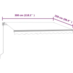 Automaattisesti sisäänkelattava markiisi 300x250cm sinivalk.
