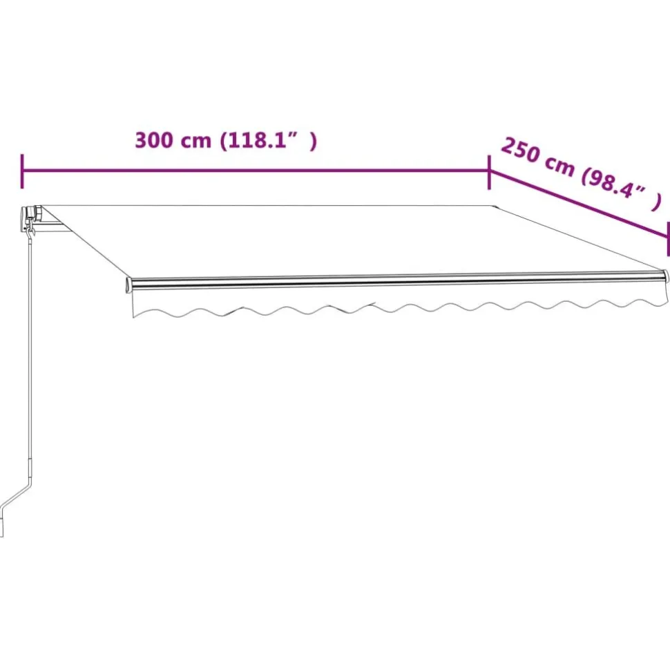 Automaattisesti sisäänkelattava markiisi 300x250cm sinivalk.