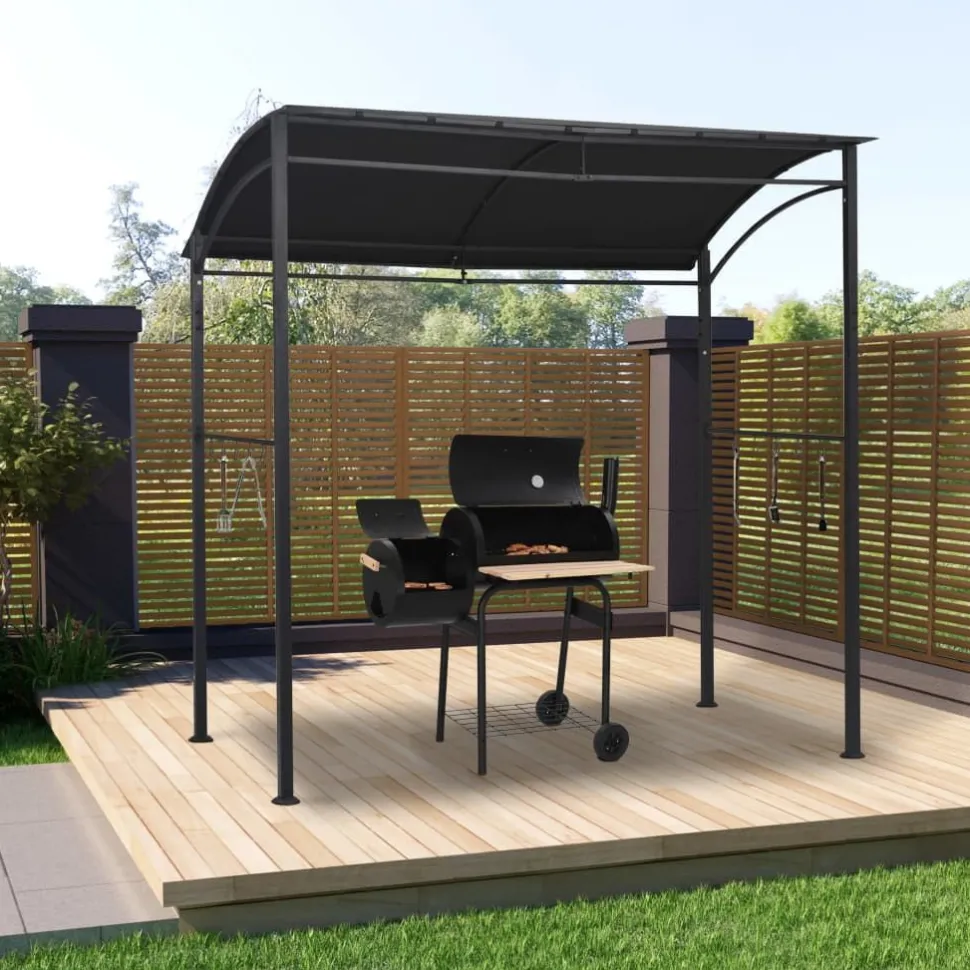 Bbq-huvimaja 215x150x220 cm antrasiitti teräs