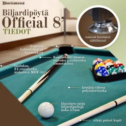 Biljardipöytä Blackwood Official 8' eri värejä