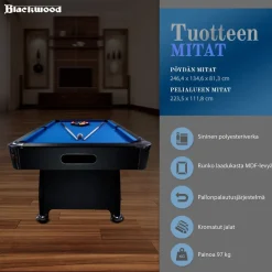 Biljardipöytä Blackwood Official 8' eri värejä