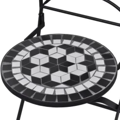 Bistrokalustesarja 3-osainen mosaiikki musta ja valkoinen