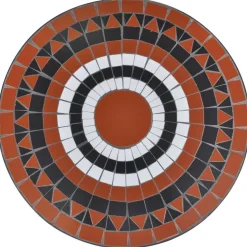 Bistrokalustesarja 3-osainen mosaiikki terrakotta ja valkoinen