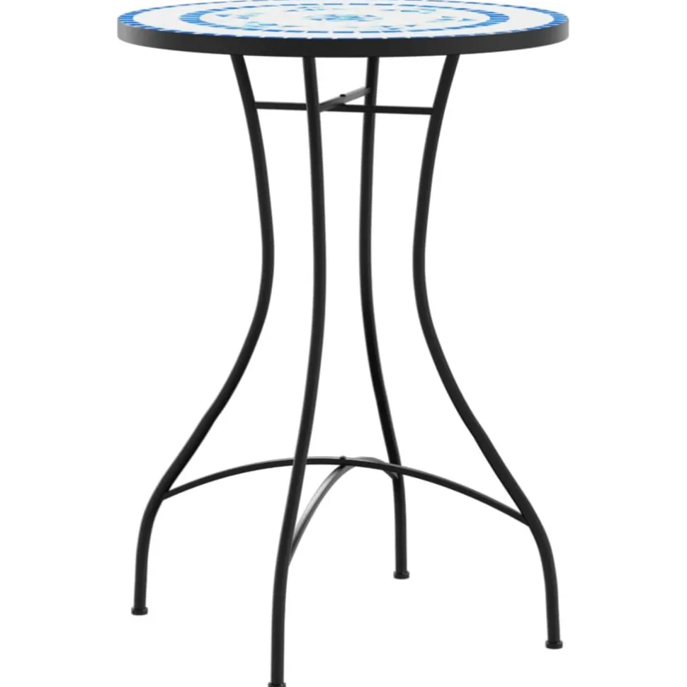 bistropöytäsarja Mosaiikki sinivalkoinen rauta ja keramiikka (16353)