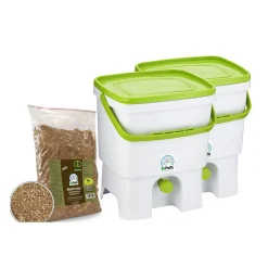 Bokashi keittiökompostori BioProffa Organko tuplapakkaus 16 l valkoinen/vihreä