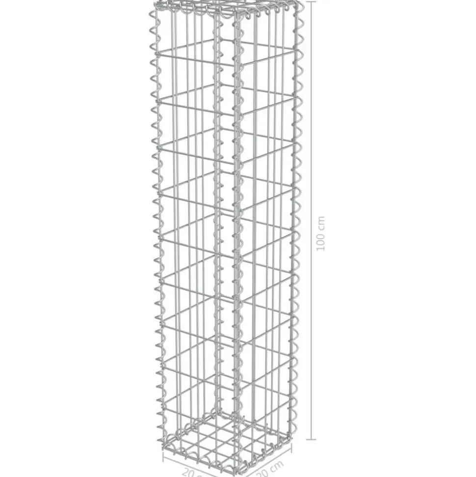 Gabion-kivikori kansilla galvanoitu teräs 20x20x100cm