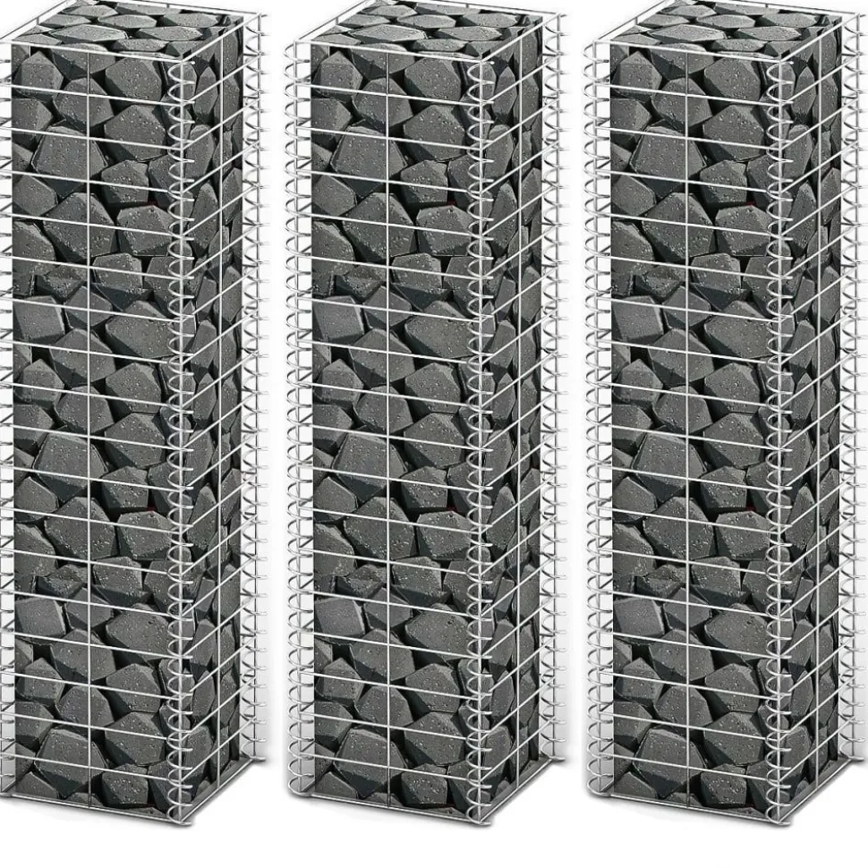 Gabion-/kivikorisarja 3kpl galvanoitu vaijeri 25x25x100cm