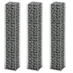 Gabion-/kivikorisarja 3kpl galvanoitu vaijeri 25x25x150cm