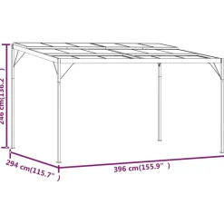 Huvimaja katolla 4x3x2,5 m alumiini ja teräs antrasiitti