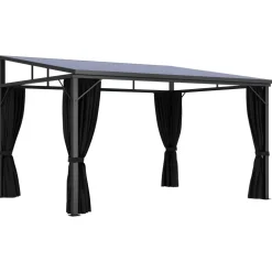 Huvimaja verhoilla 405x294x244 cm antrasiitti