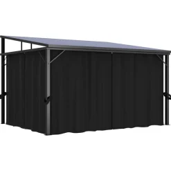 Huvimaja verhoilla 405x294x244 cm antrasiitti