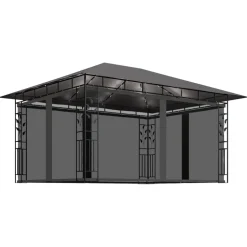 Huvimaja hyttysverkko ja LED-valonauha 3x3x2,73 m ruskeanharmaa