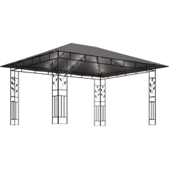 Huvimaja hyttysverkko ja LED-valonauha 3x3x2,73 m ruskeanharmaa