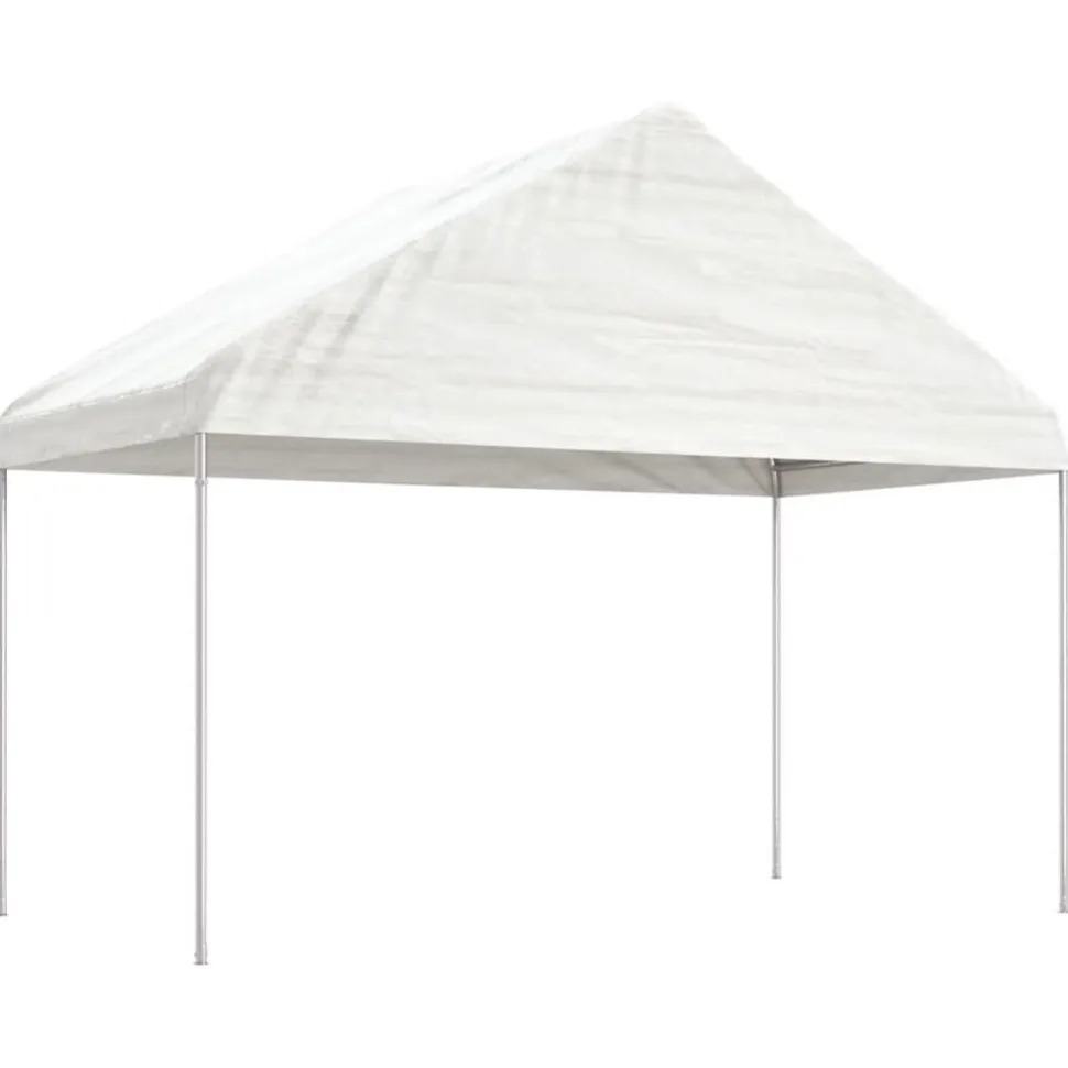 Huvimaja katolla valkoinen 4,46x4,08x3,22 m polyeteeni