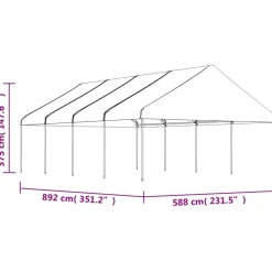 Huvimaja katolla valkoinen 8,92x5,88x3,75 m polyeteeni