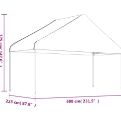 Huvimaja katolla valkoinen 8,92x5,88x3,75 m polyeteeni