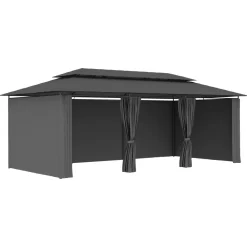 Huvimaja verhoilla 600x298x270 cm antrasiitti