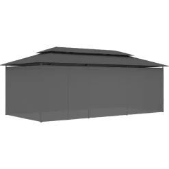 Huvimaja verhoilla 600x298x270 cm antrasiitti