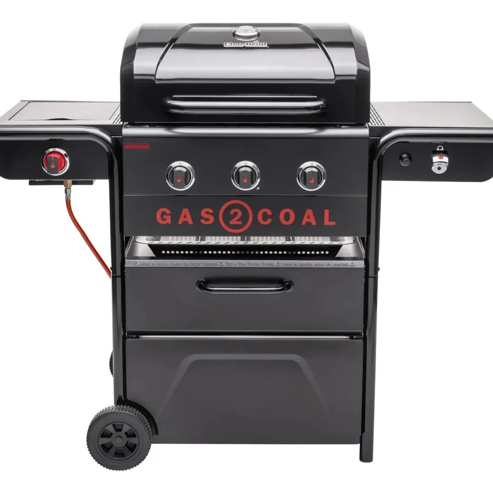 Hybridigrilli Char-Broil Gas2Coal 2.0 330 Special Edition, 3 poltinta, pihvinpaistopoltin