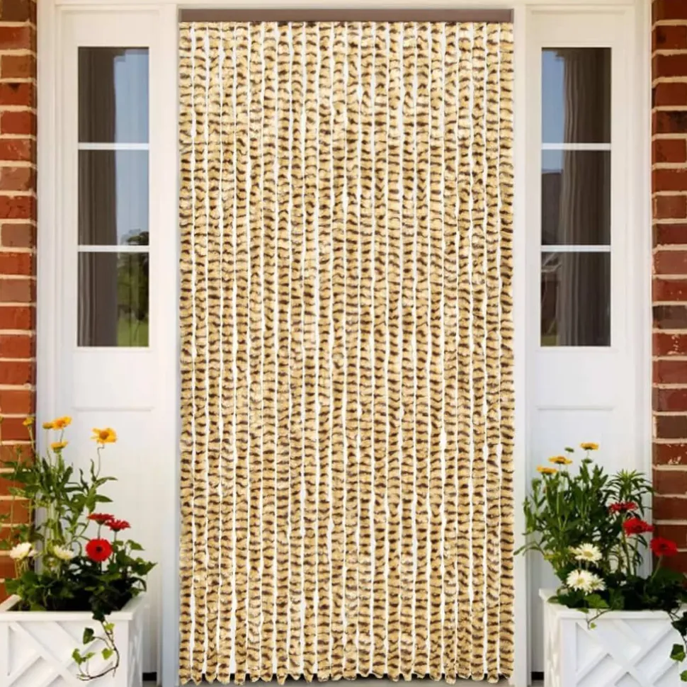 Hyönteisverho beige ja ruskea 100x220 cm chenille