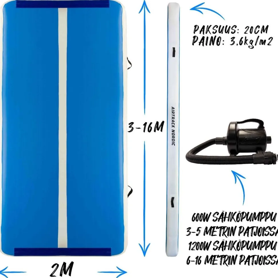Ilmavolttipatja AirTrack Nordic Deluxe Wide ilmavolttirata eri kokoja