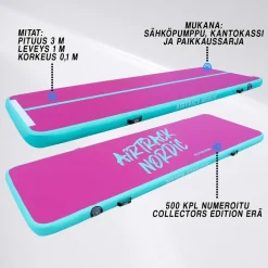 Ilmavolttipatja Airtrack Nordic Home Collectors Edition, 3m, pinkki-minttu