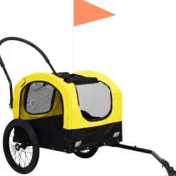 2-in-1 lemmikkikärry pyörään/juoksurattaat keltainen & musta