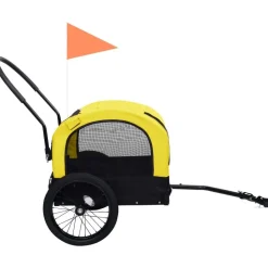 2-in-1 lemmikkikärry pyörään/juoksurattaat keltainen & musta