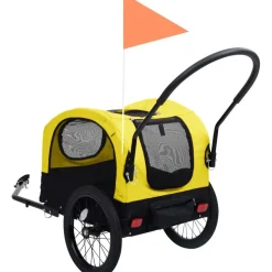 2-in-1 lemmikkikärry pyörään/juoksurattaat keltainen & musta