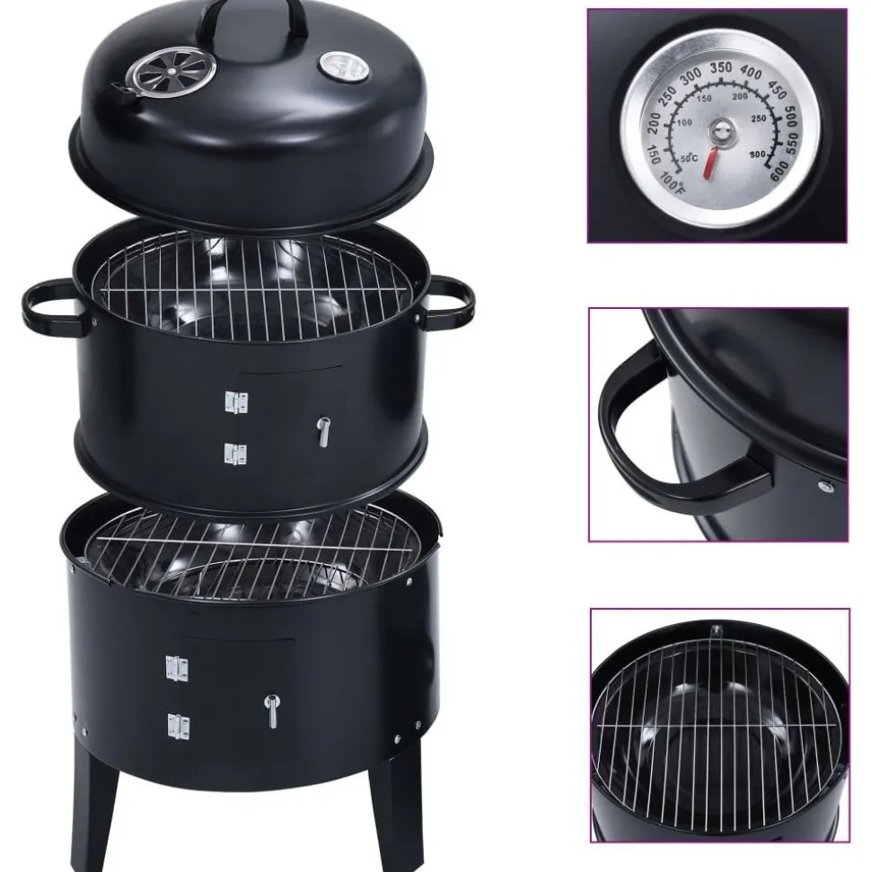3-in-1 hiilisavustin bbq-grilli 40x80 cm