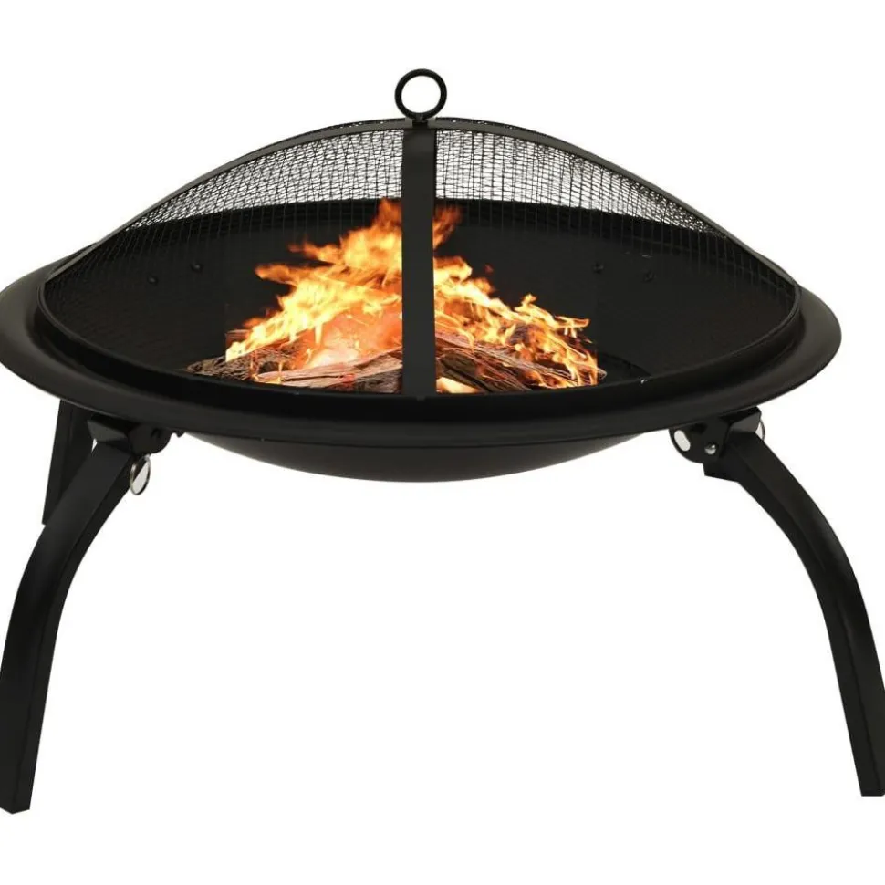 2-in-1 tulimalja/grilli ja hiilihanko 56x56x49 cm musta teräs