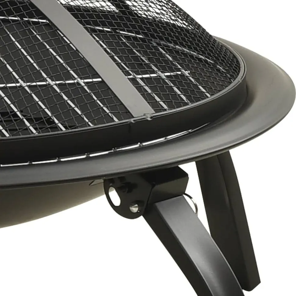 2-in-1 tulimalja/grilli ja hiilihanko 56x56x49 cm musta teräs