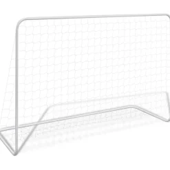 Jalkapallomaali verkolla, teräs, 182x61x122cm, valkoinen