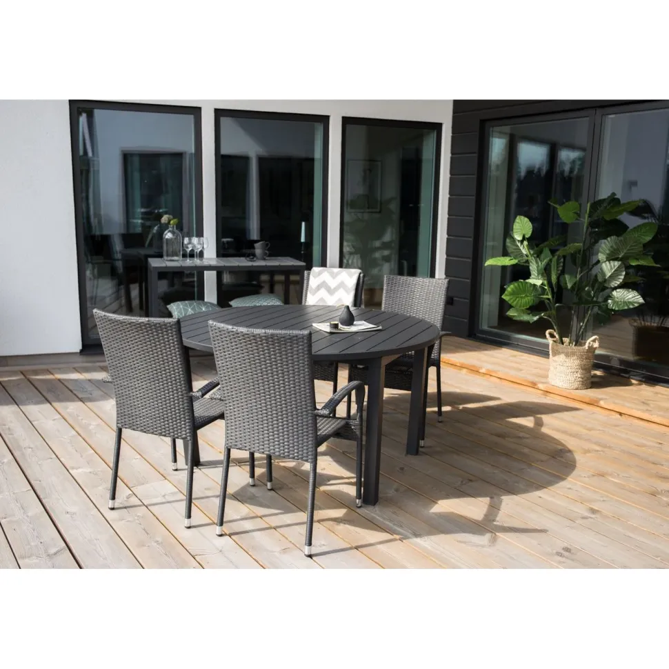 Jatkettava ruokapöytä Venture Home Marbella, ø140cm, musta