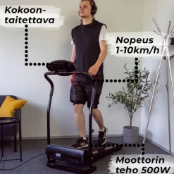 Juoksumatto moottorilla React 1-10 km/h musta