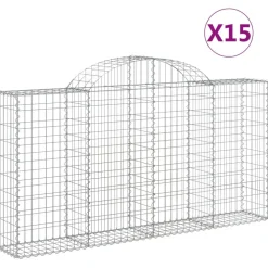 Kaareva kivikori 200x30x140/160 cm galvanoitu rauta (53487)