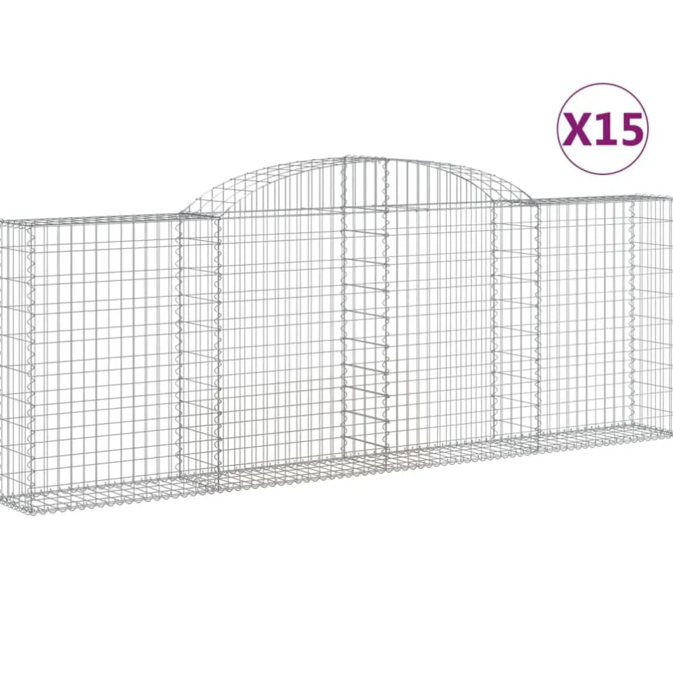 Kaareva kivikori 200x30x140/160 cm galvanoitu rauta (53487)