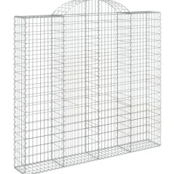 Kaareva kivikori 200x30x140/160 cm galvanoitu rauta (53487)