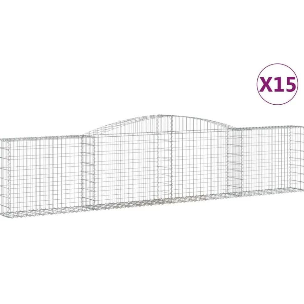 Kaareva kivikori 200x30x140/160 cm galvanoitu rauta (53487)