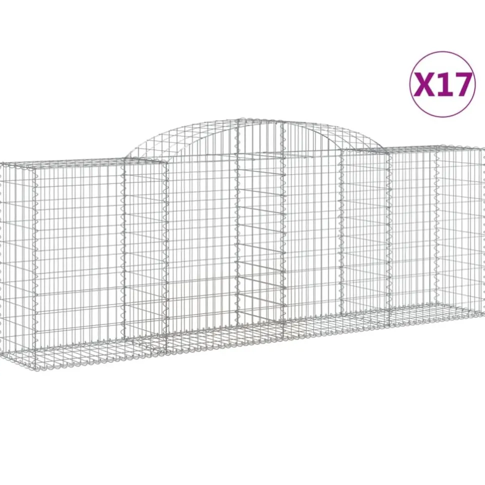 Kaareva kivikori 200x30x140/160 cm galvanoitu rauta (53487)