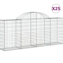 Kaareva kivikori 200x30x140/160 cm galvanoitu rauta (53487)