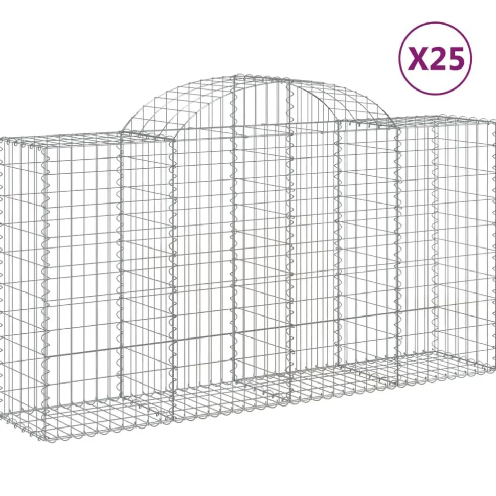 Kaareva kivikori 200x30x140/160 cm galvanoitu rauta (53487)