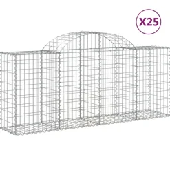 Kaareva kivikori 200x30x140/160 cm galvanoitu rauta (53487)