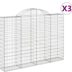 Kaareva kivikori 200x30x140/160 cm galvanoitu rauta (53487)