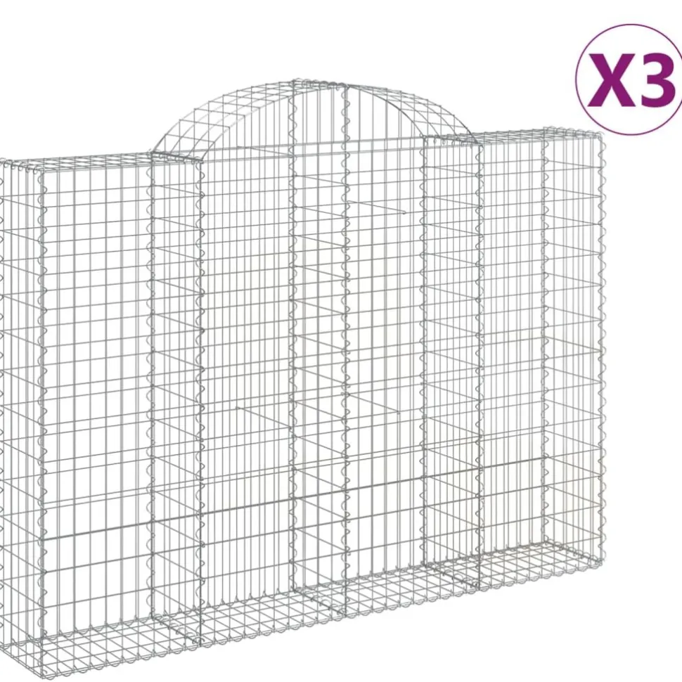 Kaareva kivikori 200x30x140/160 cm galvanoitu rauta (53487)