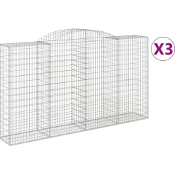 Kaareva kivikori 200x30x140/160 cm galvanoitu rauta (53487)